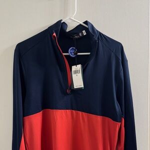 RLX Ralph Lauren Two-Tone Pullover in Navy and Red